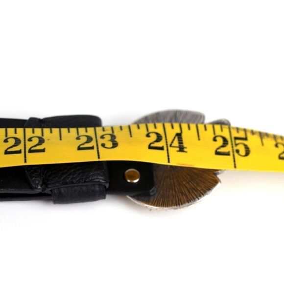 Chico's BLACK GENUINE LEATHER 1.25"Wd HOOK BUCKLE ADJUSTABLE SIZE BELT M/L (F83 - Picture 13 of 16